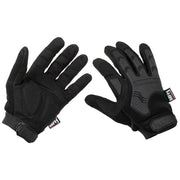 Guantes tácticos ATTACK negros con protección de nudillos y dedos abatibles