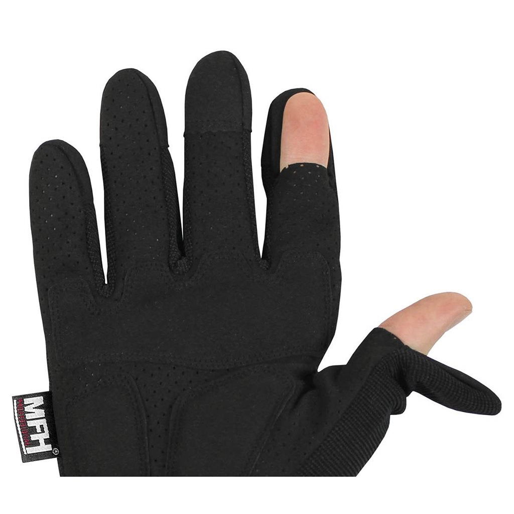 Guantes tácticos ACTION negros con índice y pulgar abatibles