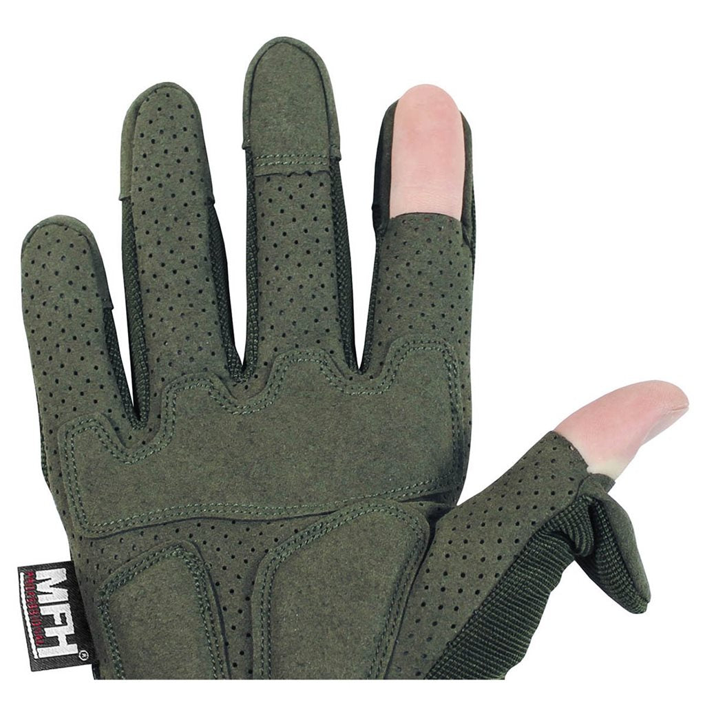 Guantes tácticos ACTION ZEENÉ con índice y pulgar abatibles, materiales poliéster nylon spandex goma