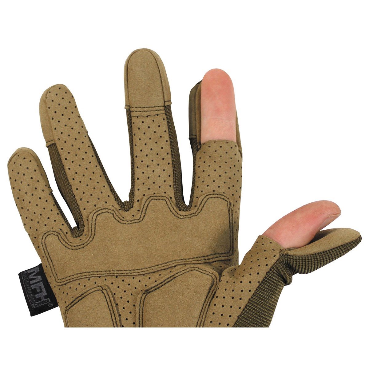 Guantes tácticos ACTION COYOTE TAN con índice y pulgar abatibles