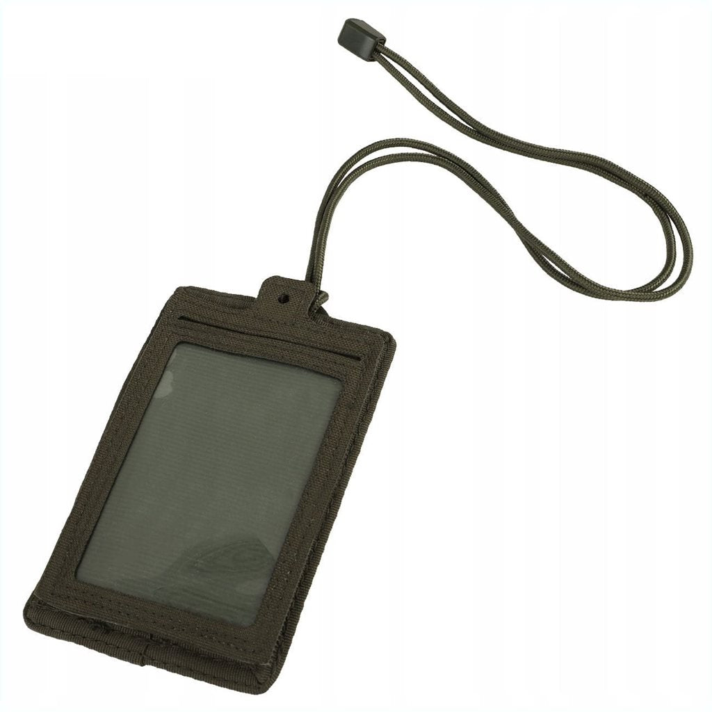 Funda ID para documentos verde con velcro y cordón, ventana transparente, 135 x 90 x 5 mm
