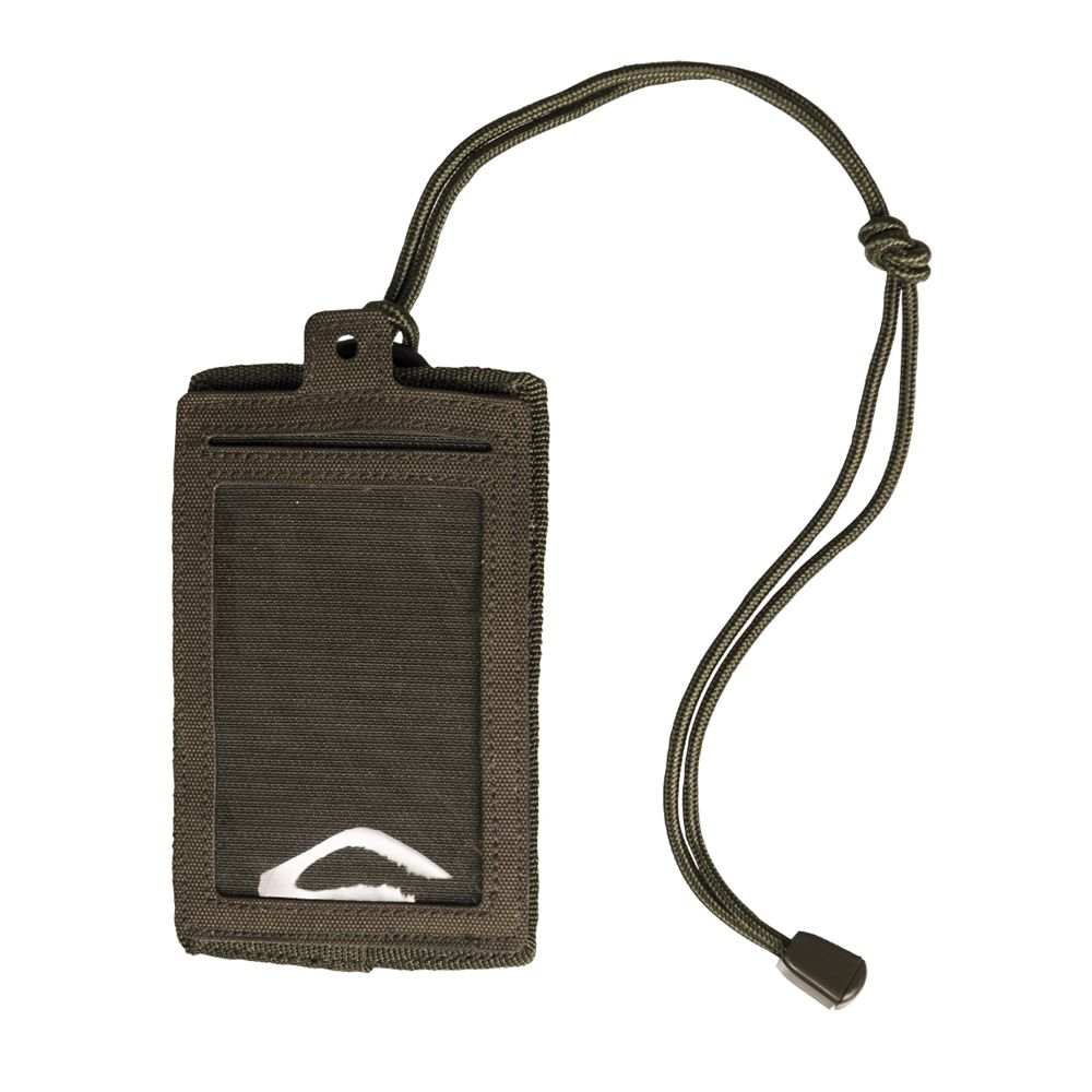Funda ID para documentos verde con velcro y cordón, ventana transparente, 135 x 90 x 5 mm