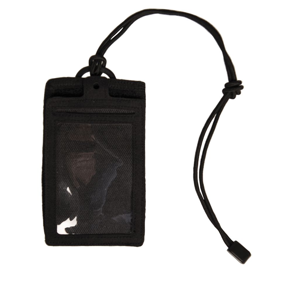 Funda ID para documentos verde con velcro y cordón, ventana transparente, 135 x 90 x 5 mm