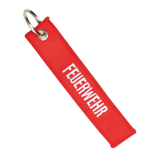 Llavero FEUERWEHR rectangular con anilla, tamaño 130 x 25 mm