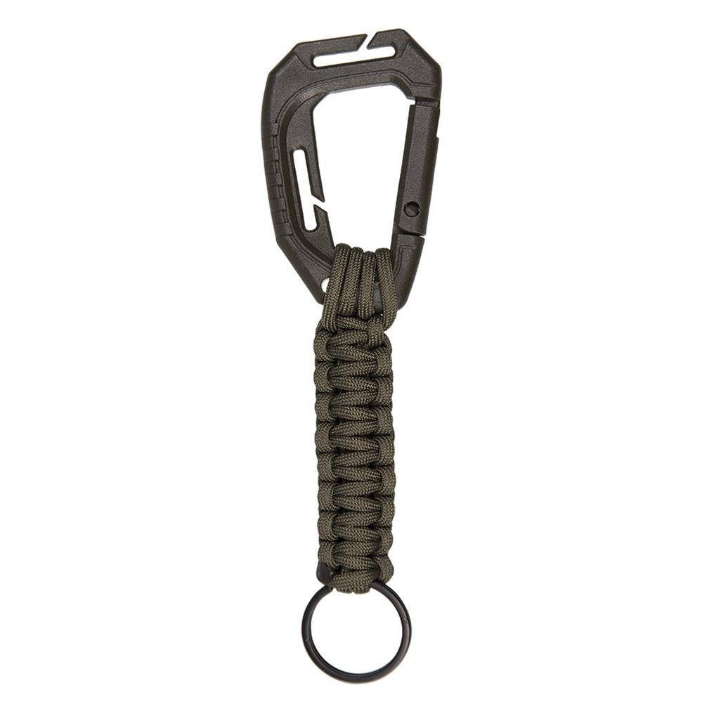 Mosquetón MOLLE con paracord verde, plástico polioximetileno, 9,3 cm, 24 g