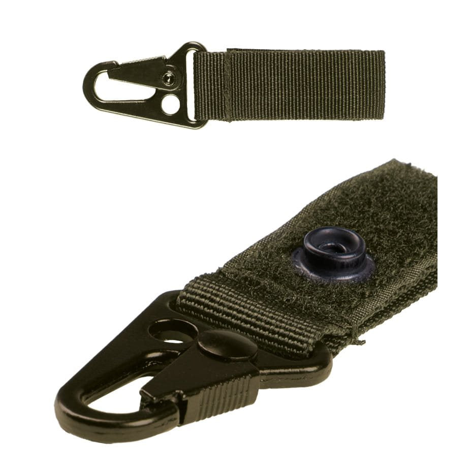 Correa/llavero con mosquetón táctico 7cm verde para cinturón y sistema MOLLE