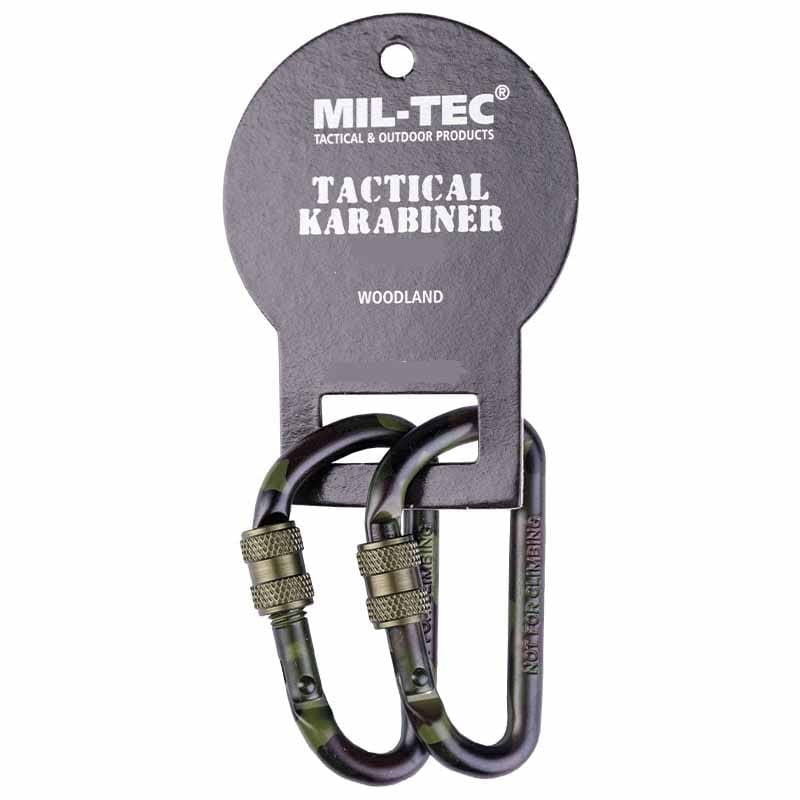 Mosquetones tácticos Woodland roscados 80 mm, pack de 2, accesorios auxiliares no aptos para escalada