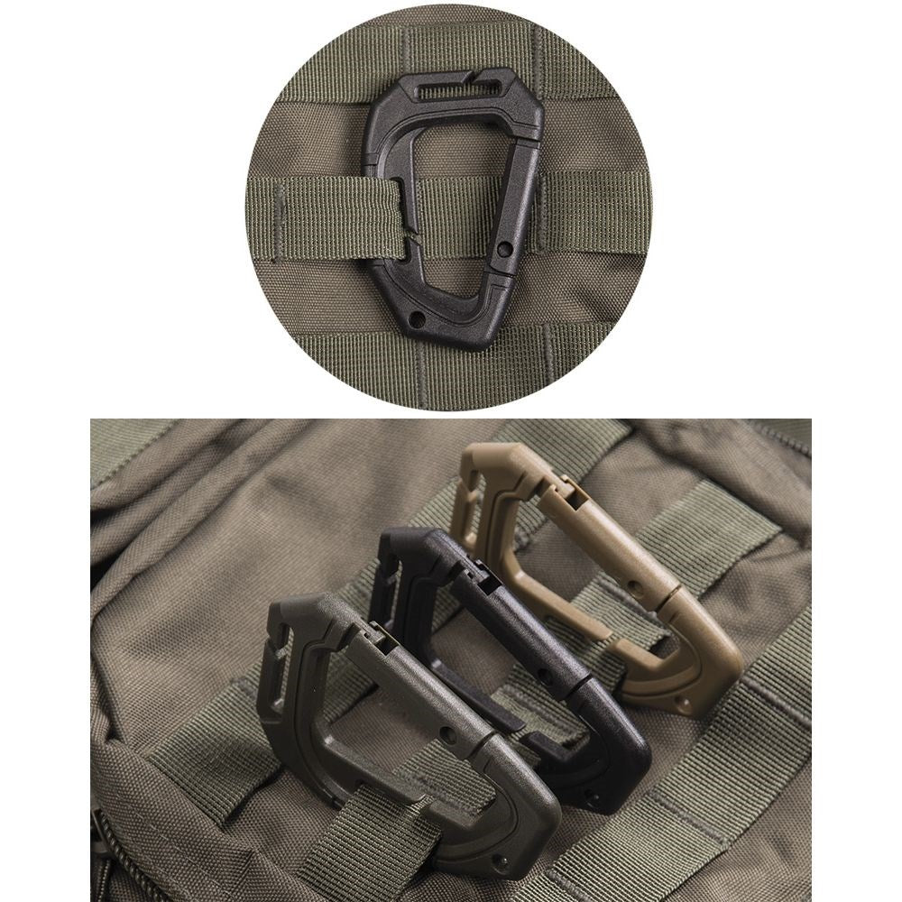 Mosquetones MOLLE tácticos verdes, 2 unidades, 9,3 cm, polioximetileno