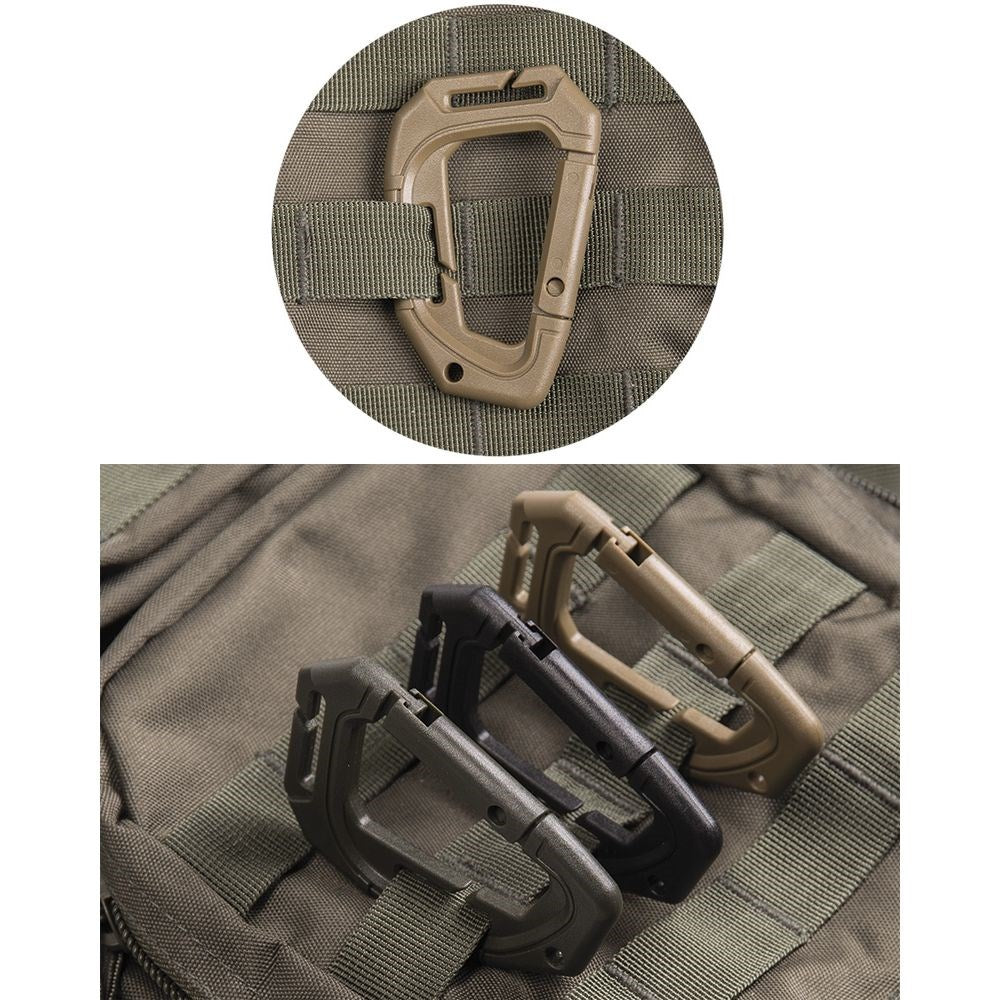 Mosquetones MOLLE tácticos verdes, 2 unidades, 9,3 cm, polioximetileno