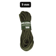 Cuerda auxiliar COMMANDO 9 mm 15 m color verde, nylon 100%