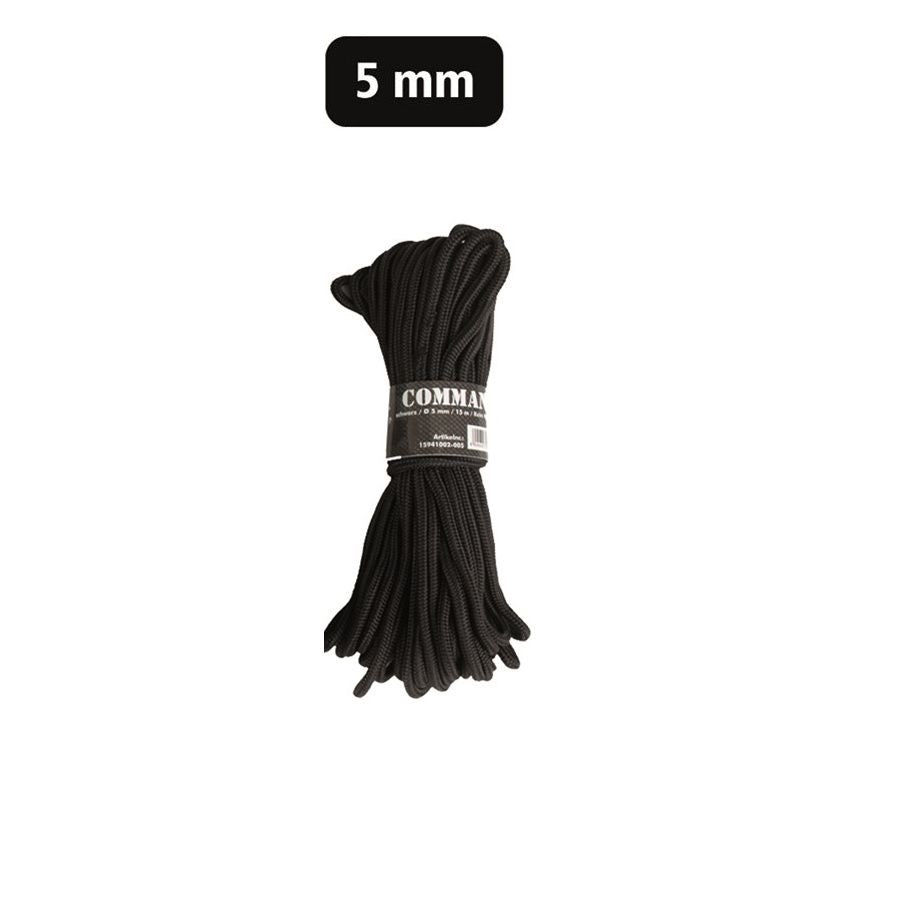 Cuerda COMMANDO 5 mm 15 m negra, nylon 100%, hasta 220 kg, no apta para escalada