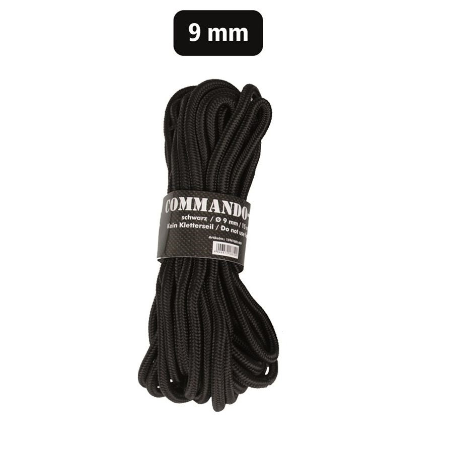 Cuerda auxiliar COMMANDO 9 mm 15 m color verde, nylon 100%
