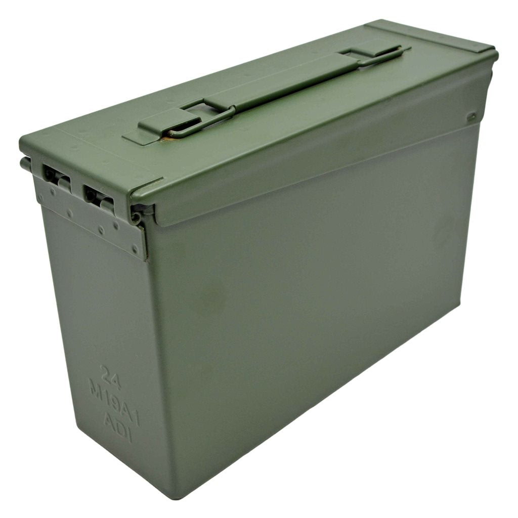Caja de munición AMMO US M19A1 CAL.30 verde, sin rotulación, 25,5 x 8,5 x 17,5 cm