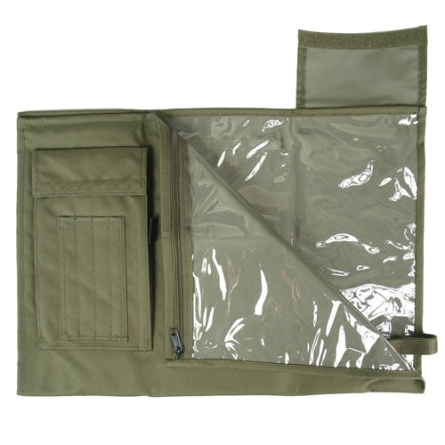 Funda plegable BW verde para mapa con bolsillo y cierre de cremallera