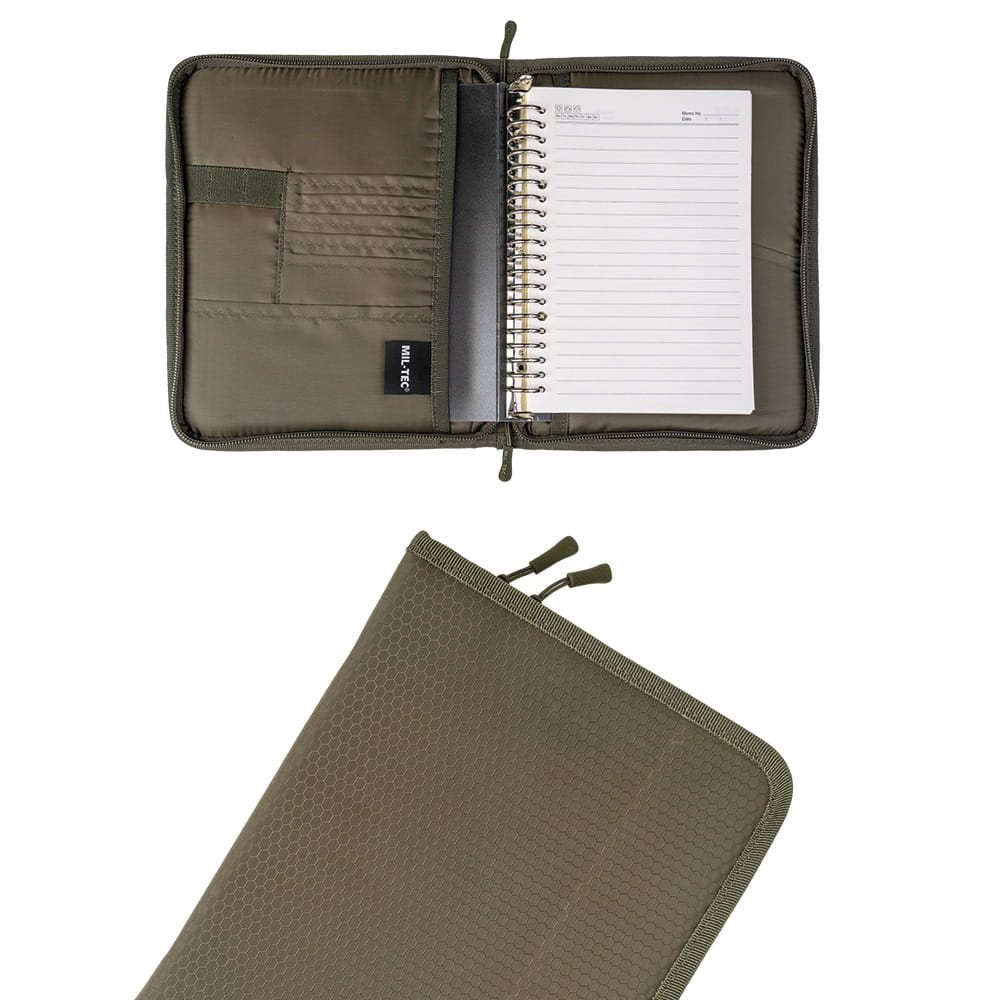 Carpeta verde HEXTAC MOLLE de poliéster con velcro, anillas, clip y bolsillos