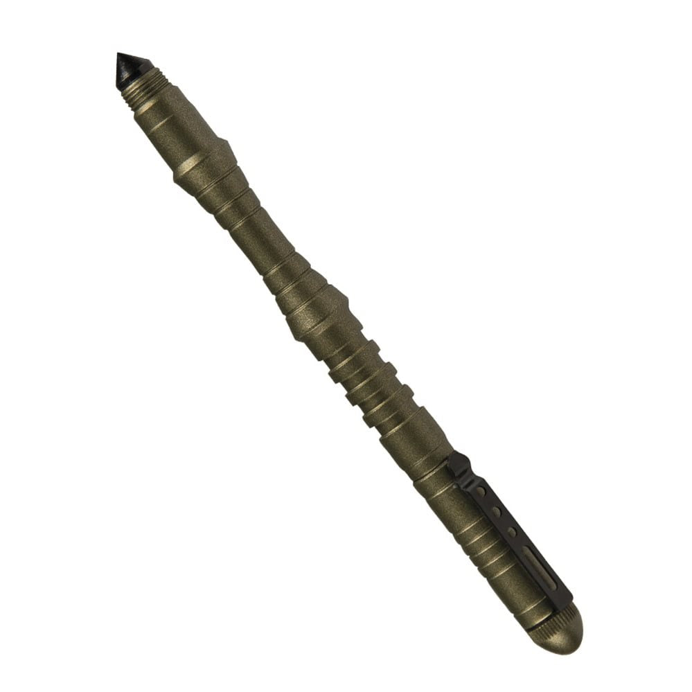 Bolígrafo táctico verde con rompecristales, aluminio aeronáutico, 16 cm