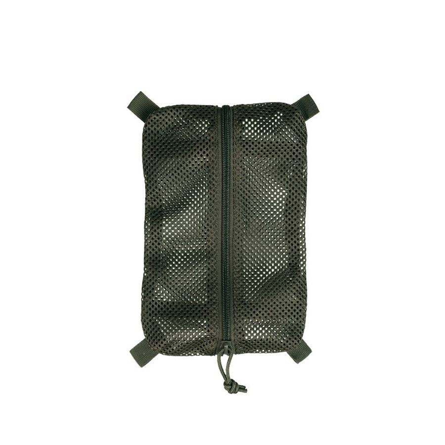 Bolsa organizadora de malla para mochila mediana verde MIL-TEC con dos tiras VELCRO en la parte trasera