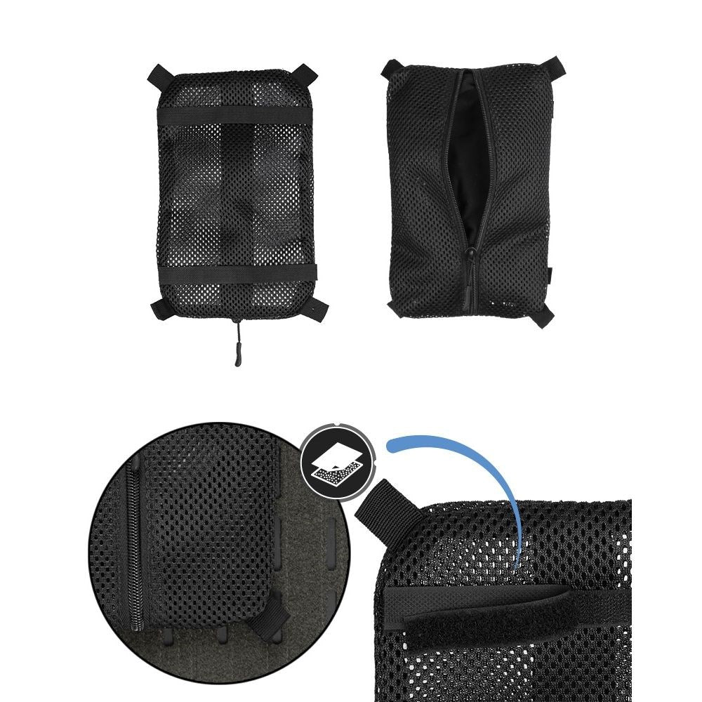 Bolsa organizadora de malla para mochila mediana verde MIL-TEC con dos tiras VELCRO en la parte trasera