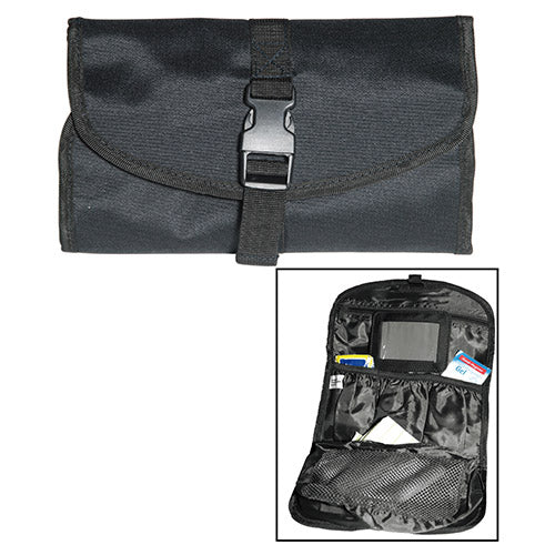 Neceser plegable británico negro con espejo, 26,5 x 16,5 cm