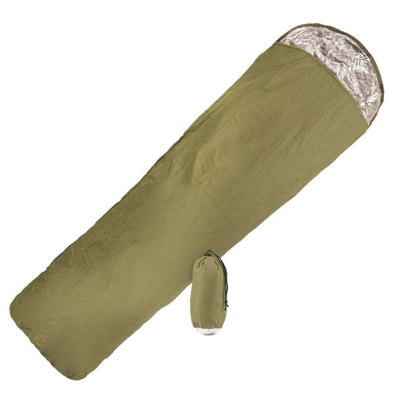 Saco bivy de supervivencia verde, ligero y resistente rip-stop con forro reflectante