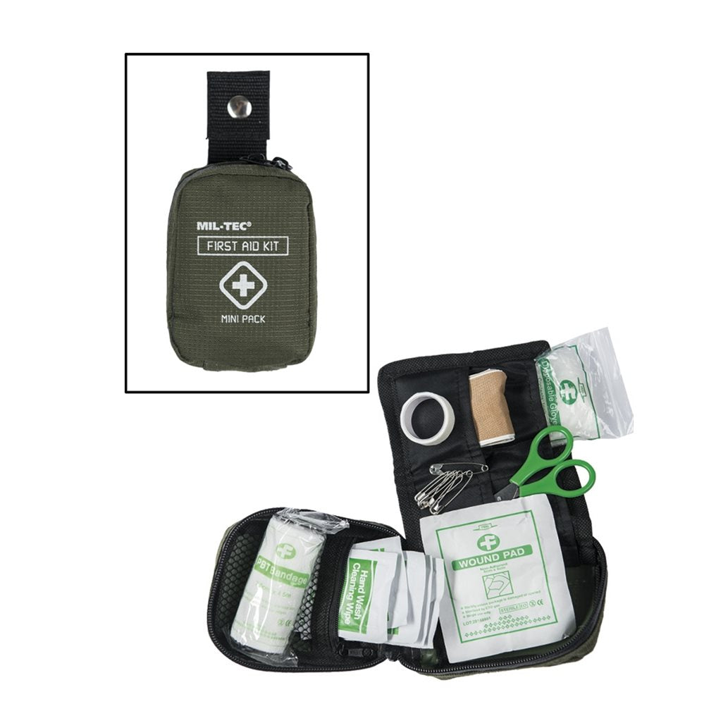 Botiquín druk MINI verde, botiquín de primeros auxilios pequeño y equipado con varios compartimentos