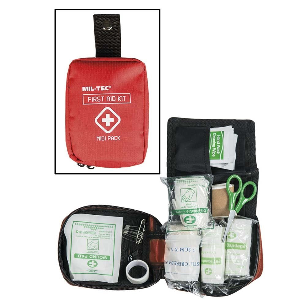 Botiquín MIDI equipado verde de tamaño medio con varios compartimentos