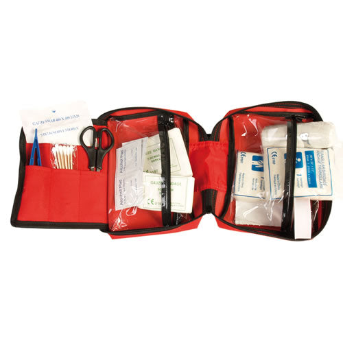 Botiquín con equipamiento en estuche grande rojo de Cordura 1000D con cierre de cremallera y asa para colgar