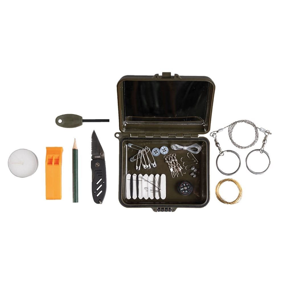 Kit de supervivencia KPZ SURVIVAL BOX plástico - caja metálica de aluminio impermeable