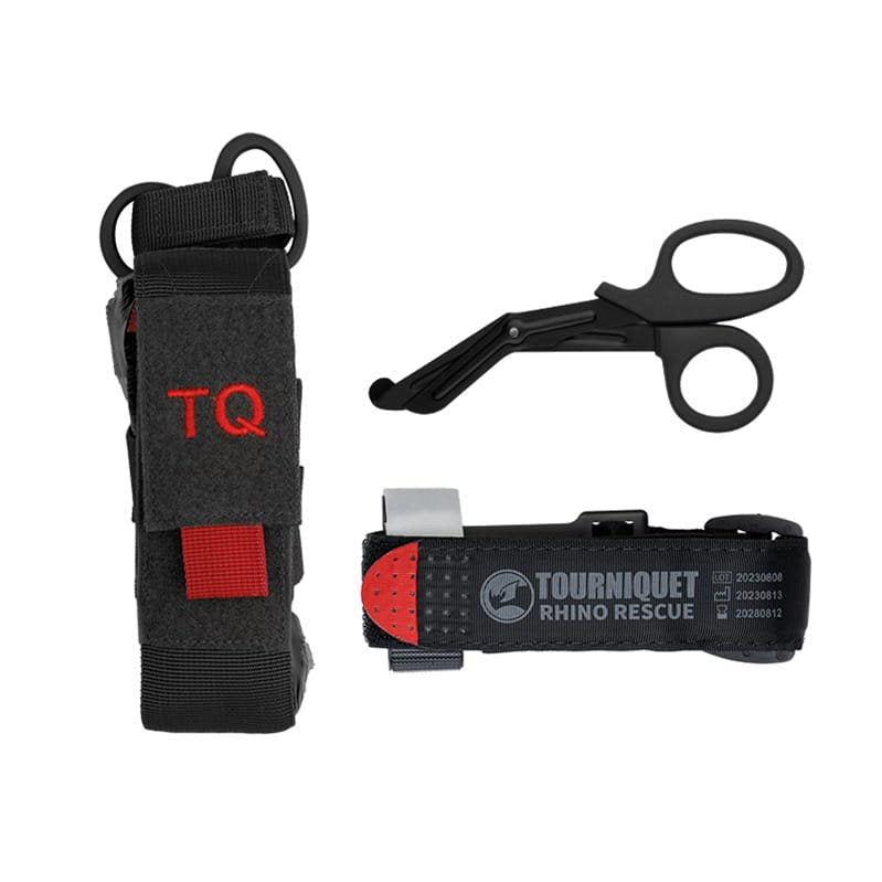 Set Torniquete Rhino Rescue verde con funda MOLLE/PALS y tijeras sanitarias