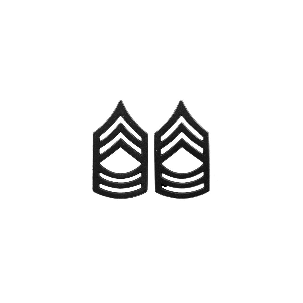 Insignia Master Sergeant Subdued negra en metal mate, diseño de rango Army, venta por par
