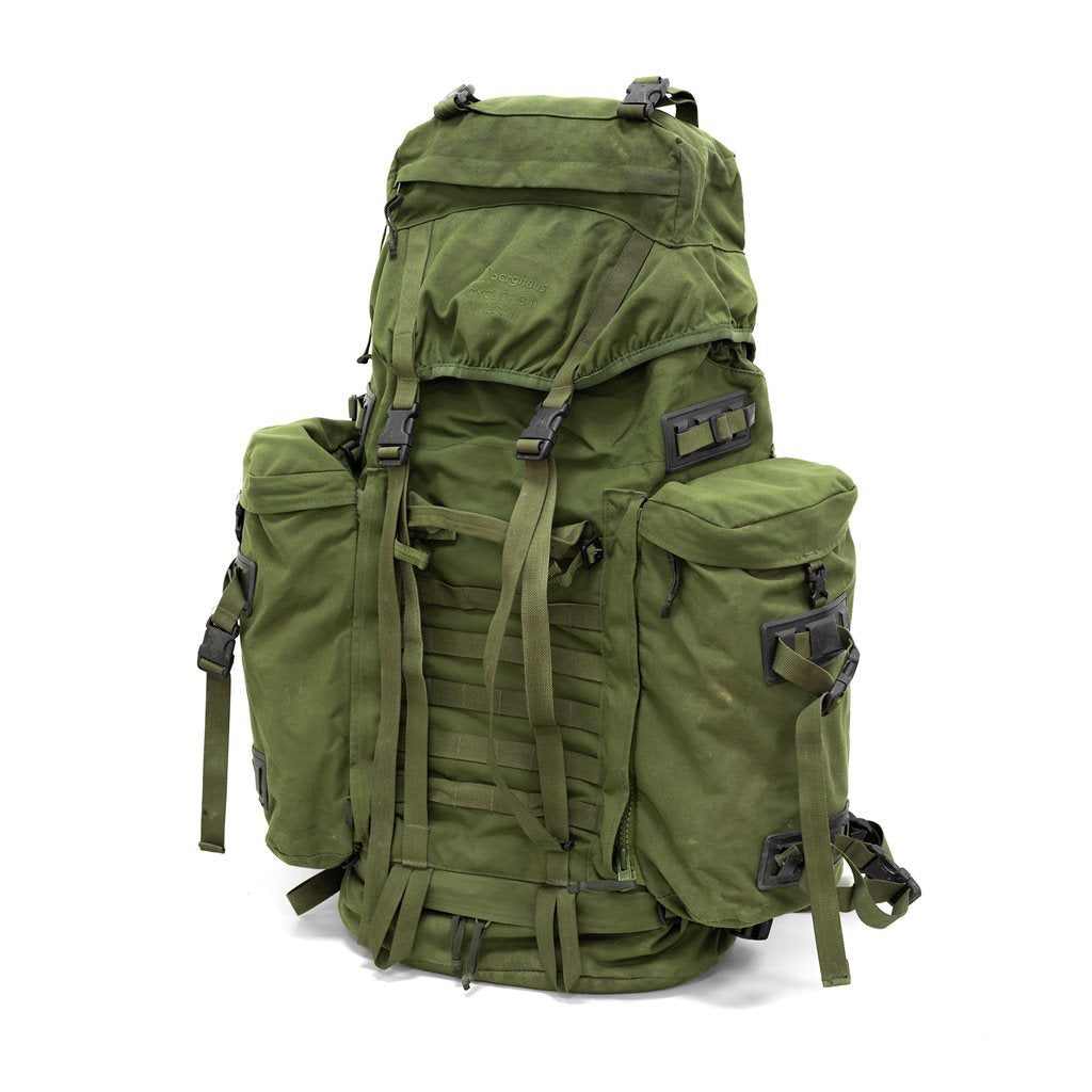 Mochila BERGHAUS CYCLOPS II VULCAN verde usada con bolsillos