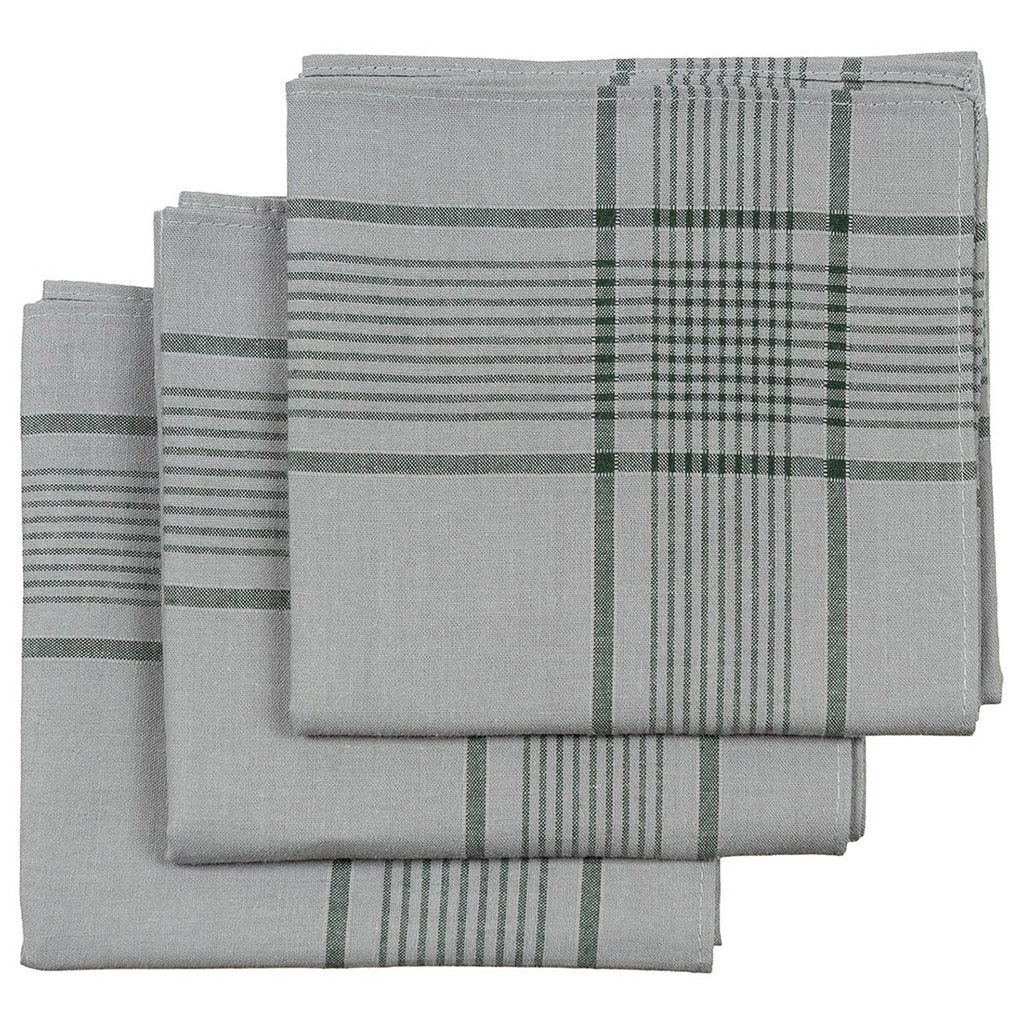 Pañuelo BW 50x50 cm gris verdoso, pack de 3, 100% algodón
