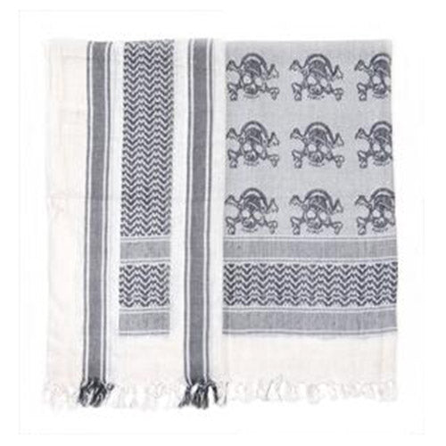Pañuelo Shemagh Lebky arena/negro de algodón con estampado de calaveras