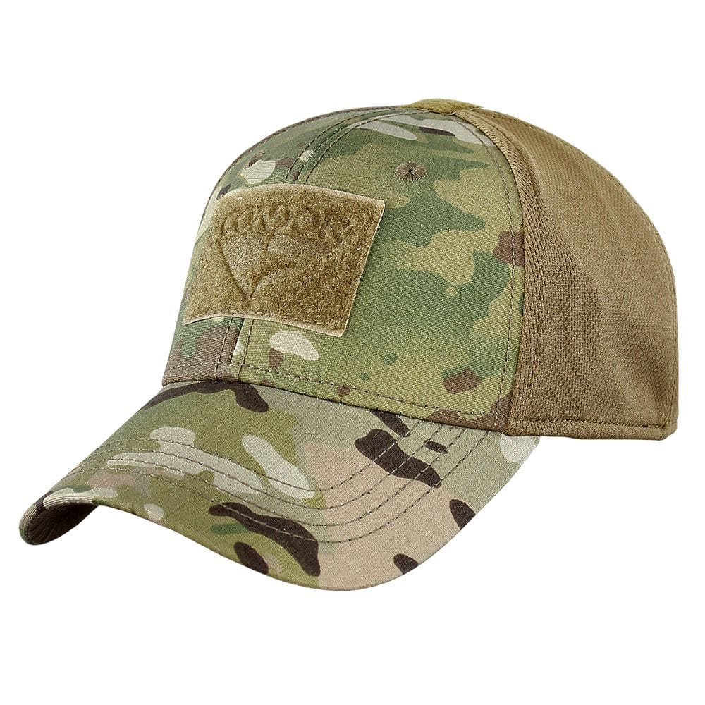 Gorra táctica FLEX poliéster con parches de velcro y tres paneles