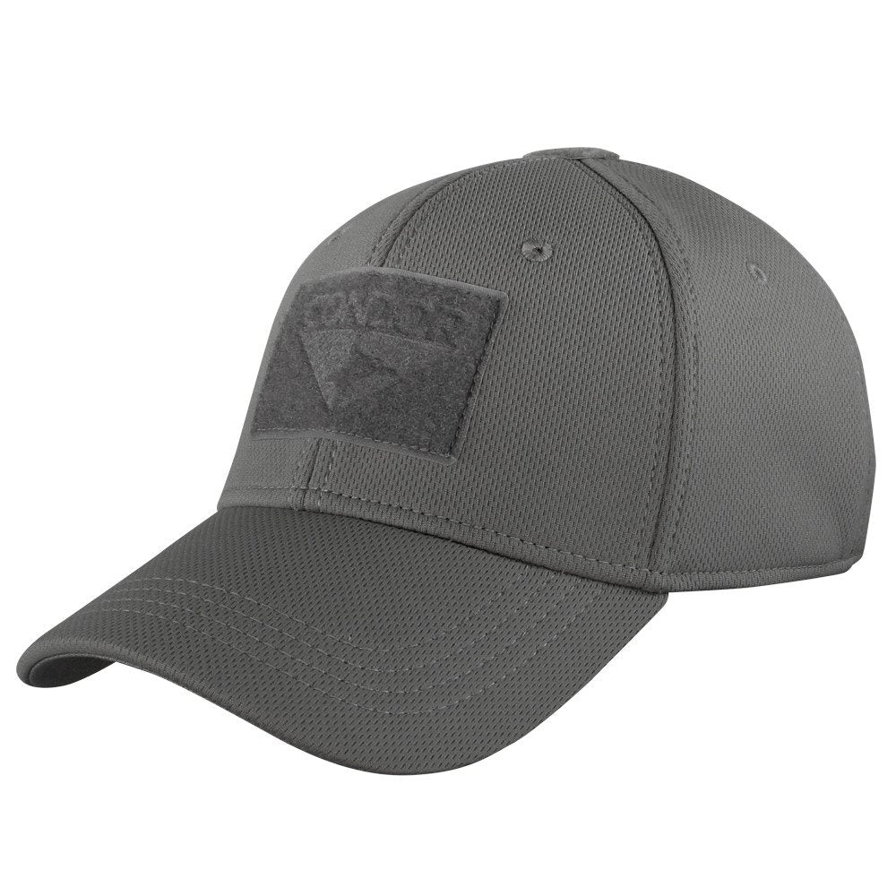 Gorra táctica FLEX poliéster Graphite/Gris con paneles y velcro visible