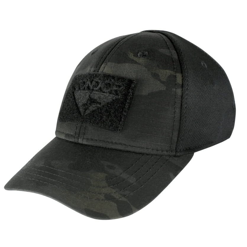 Gorra táctica FLEX vista frontal con paneles de velcro y visera