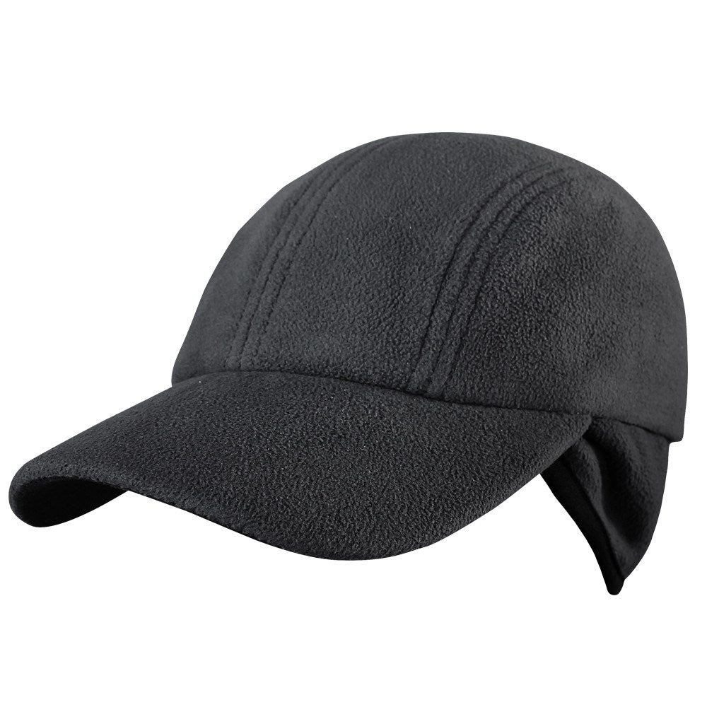 Gorra YUKON fleece negra, forro polar, abertura trasera y banda elástica ajustable