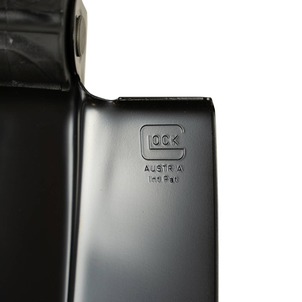 Pala plegable GLOCK negra con sierra integrada, combinación de metal y plástico