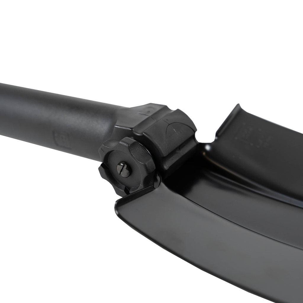 Pala plegable GLOCK negra con sierra integrada, combinación de metal y plástico