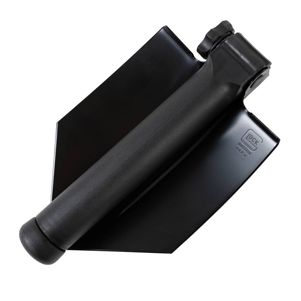 Pala plegable GLOCK negra con sierra integrada, combinación de metal y plástico