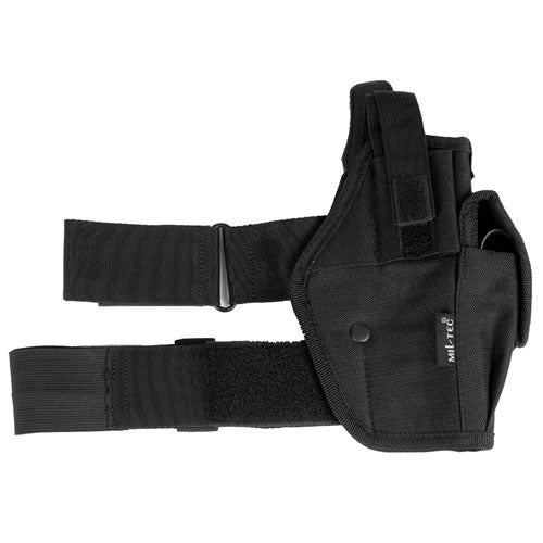 Funda muslera para pistola verde con bolsillo para cargador, correa ajustable y nylon 100%