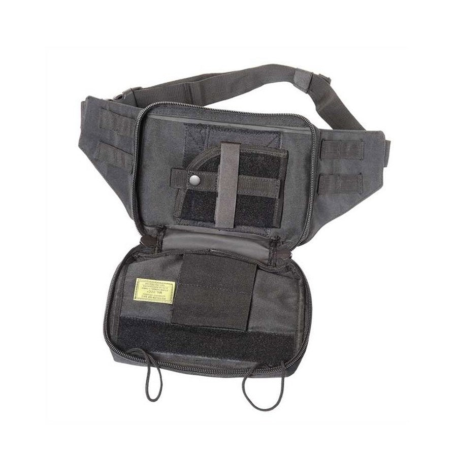 Riñonera para pistola HIP negra con soporte interior universal y dos gomas para cargadores