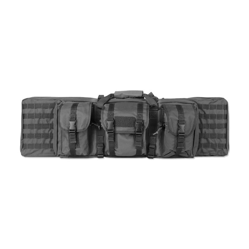 Funda para rifle modular verde con cierre, correas interiores y tres bolsillos MOLLE exteriores