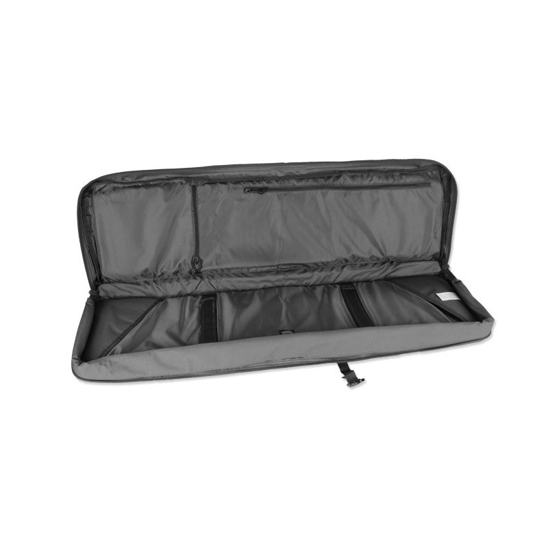 Funda para rifle modular verde con cierre, correas interiores y tres bolsillos MOLLE exteriores