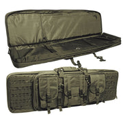 Funda para rifle modular verde con cierre, correas interiores y tres bolsillos MOLLE exteriores