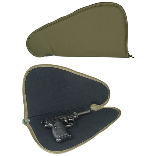 Funda pistola grande verde acolchada con cierre de cremallera y aro en D, aprox. 40 x 20 cm