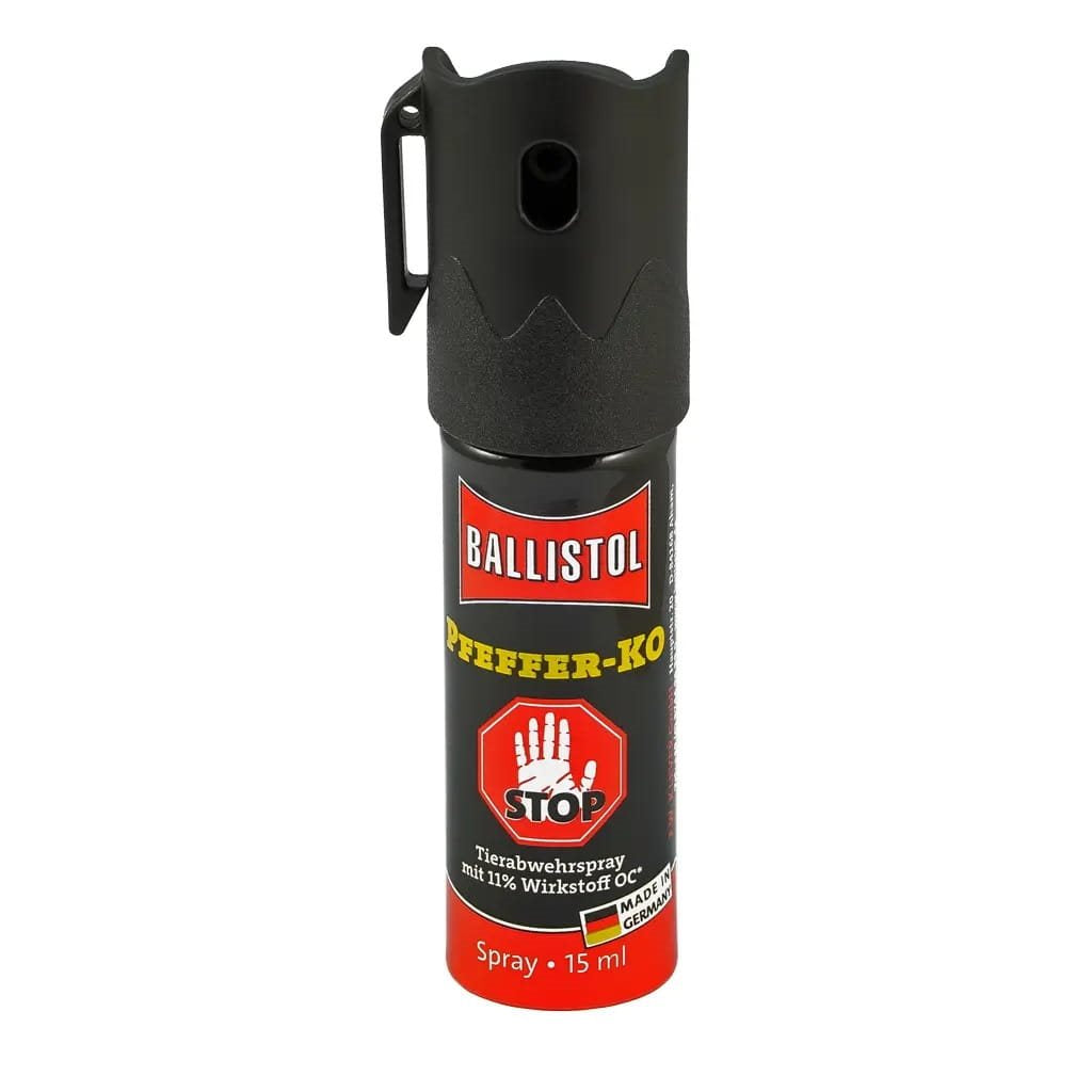Spray defensivo KO JET 15 ml con boquilla niebla, 11% OC, alcance 6 m