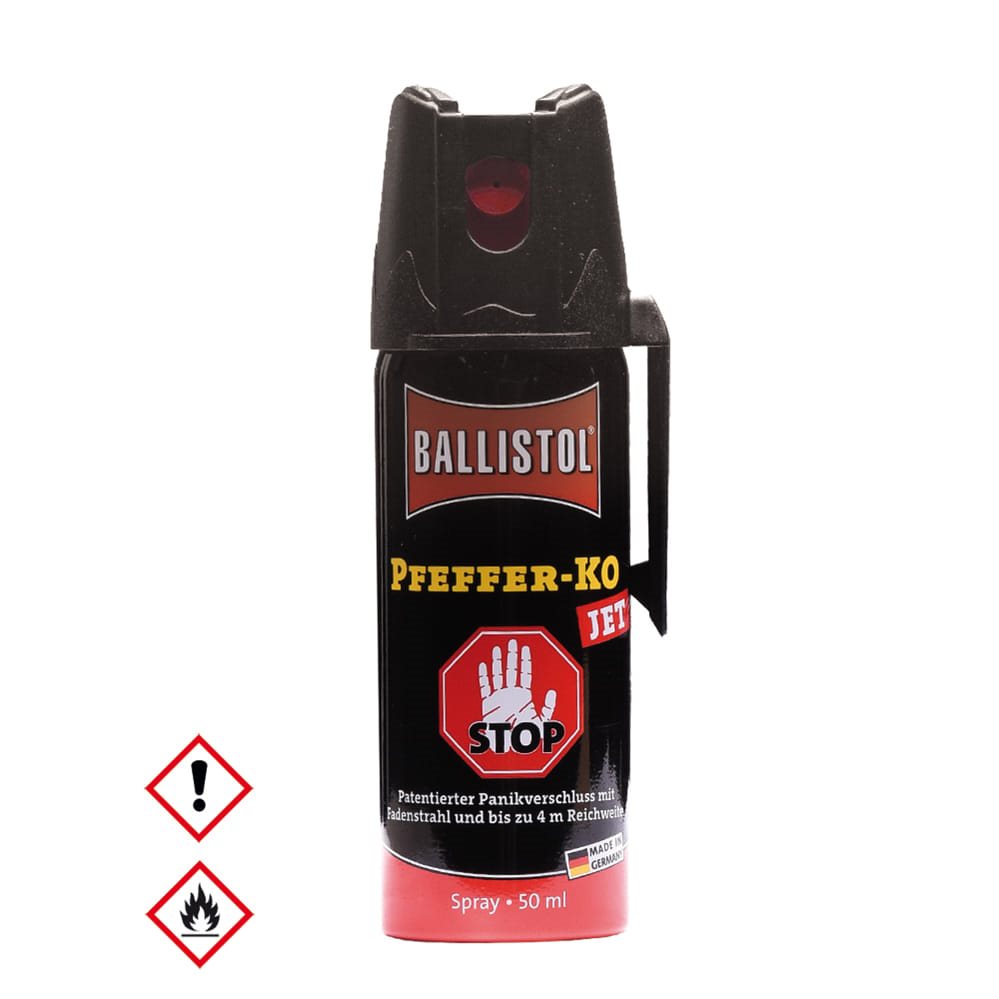 Spray pimienta KO JET 50 ml con boquilla de chorro intenso para defensa personal