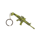 Llavero metálico en forma de fusil SCAR-L en latón, con aro para llaves; longitud aprox. 11,5 cm
