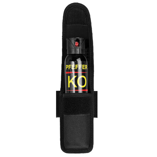 Funda negra para spray 100 ml SECURITY, nylon 100% con espuma EVA y cierre de velcro para cinturón ancho